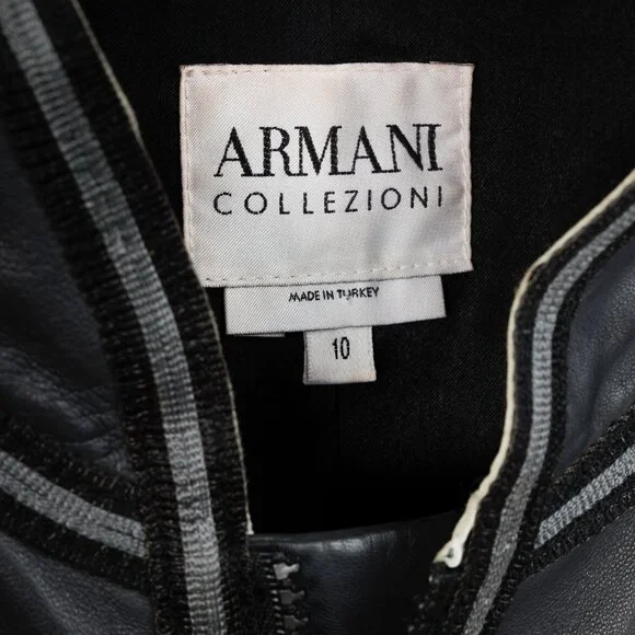 Armani Collezioni 2004 Vintage Colour Block Zip Leather Jacket